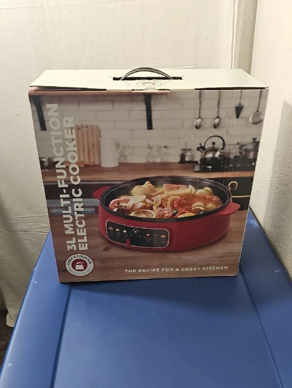 3L Multi-Function Electric Cooker in Red - Versatile Kitchen Pan